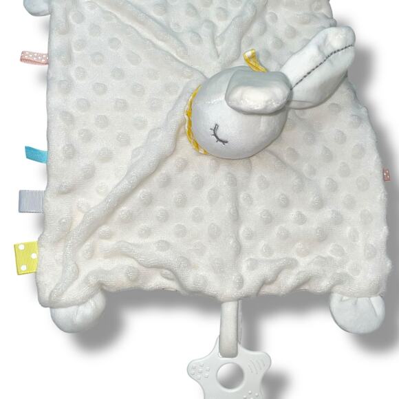 Appease Lovey Bunny Rabbit Security Blanket Baby Plush Tabs Rattle Embroider 10" - Picture 8 of 15